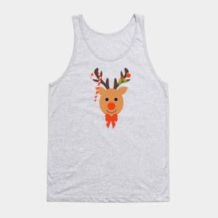 Christmas Reindeer, Holly and Ornaments Tank Top